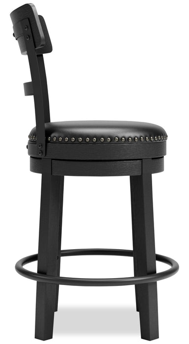 Otis Counter-Height Stool with Swivel Seat & Vegan Leather Fabric, 24\"H, Metal - Black 