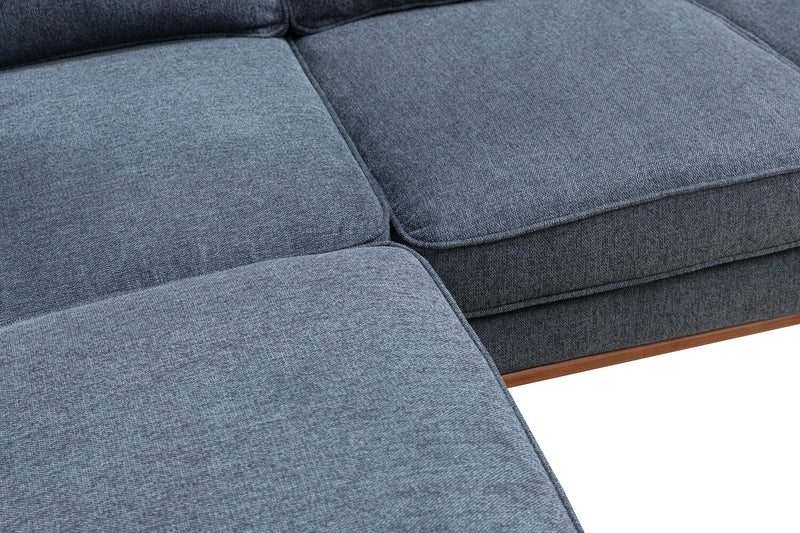 Kassia 2-Piece Linen-Look Sectional - Blue