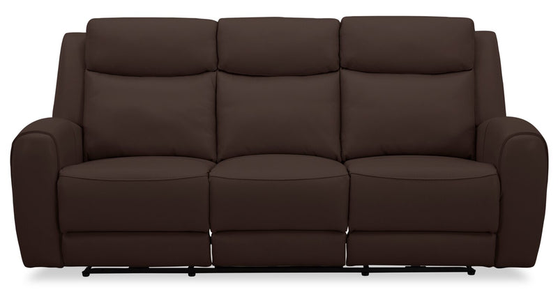 Reign 87\" Silverado Chocolate Brown Top-Grain Genuine Leather Power Reclining Sofa with USB Port