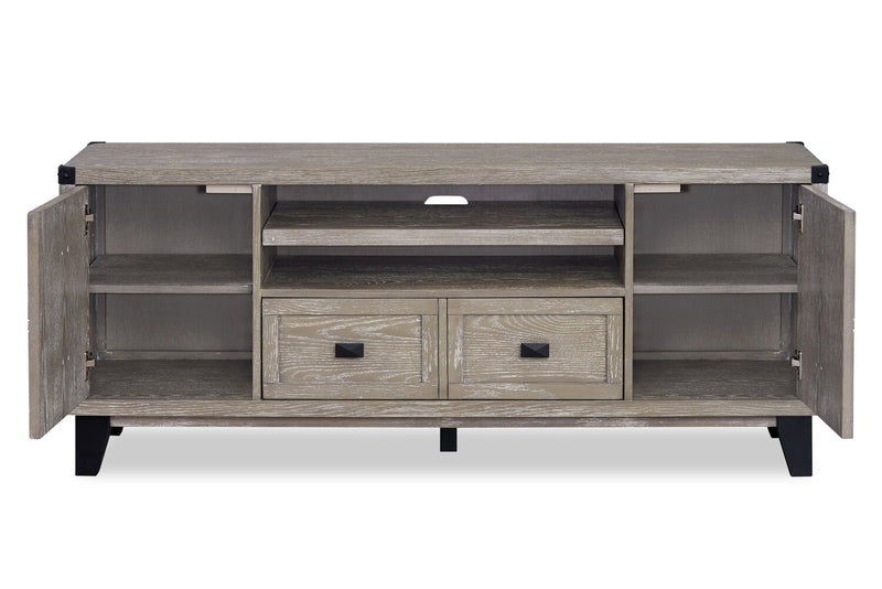 Eamon 64” Solid Wood TV Stand with Storage - Grey