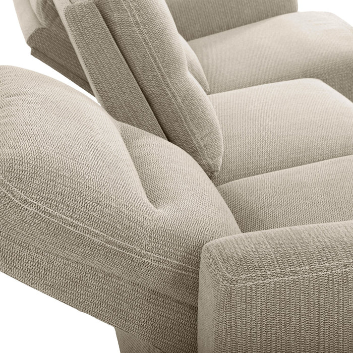 Meadow 2-Piece Left-Facing Taupe Chenille Fabric Power Reclining Sectional with Storage Chaise