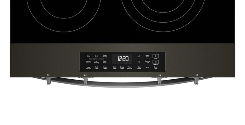 Whirlpool 30\" 5.3” Cu. Ft. Electric Range with Air Cooking – Black on Stainless - YWSES5030SV