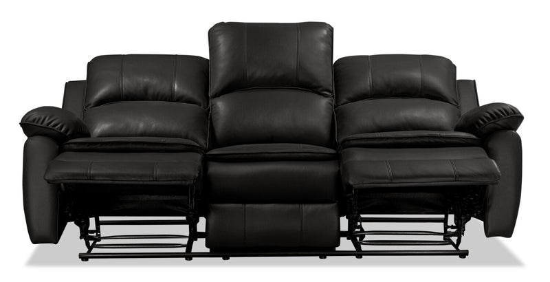 Chandler 82\" Leather-Look Fabric Reclining Sofa - Grey 