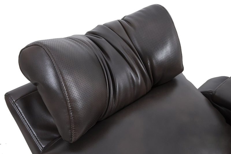 Escape 39\" Power Reclining Chair with Power Headrest and Surround Sound - Dark Brown Leather-Look Fabric