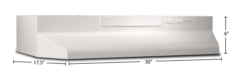 Broan BU2-Series 30\" Under-Cabinet Range Hood - BU230WW 