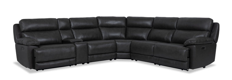 Sorrento 6-Piece Genuine Leather Sectional - Black