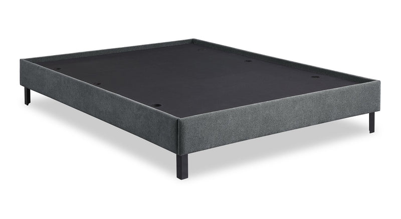 Amos Charcoal Upholstered Platform Bed with Channel Headboard - Full