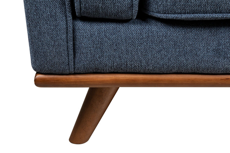 Kort & Co. Kassia 65.4\" Linen-Look Fabric Loveseat with Wood Base and Legs - Blue 