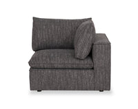 Fusion Modular 4-Piece Charcoal Grey Chenille Fabric Sectional with Feather Down Cushions and Ottoman
