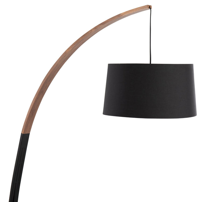 Sybil 18\" Mid-Century Modern Floor Lamp with Marble Base – Black Walnut