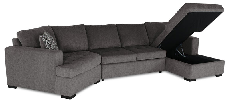 Legend 3-Piece Left-Facing Chenille Cuddler Sleeper Sectional with Chaise - Pewter
