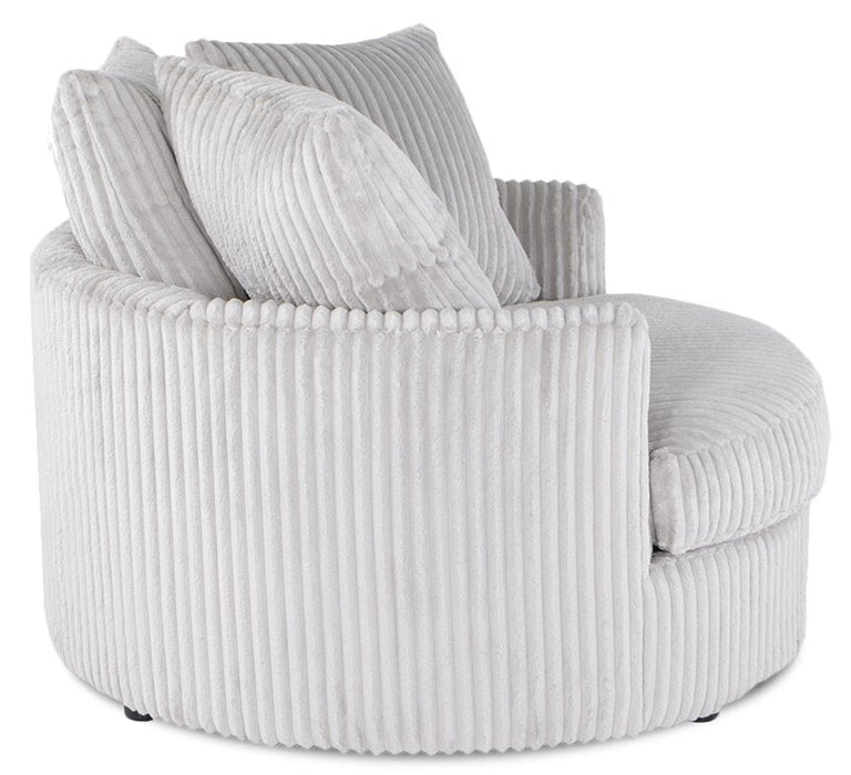 Made in Canada Grande 48\" Chenille Fabric Cuddler Accent Chair - Groove Mist Grey 