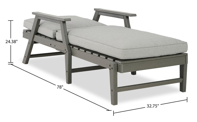 Cape Outdoor Patio Lounger with Adjustable Backrest -UV & Weather Resistant - Grey 