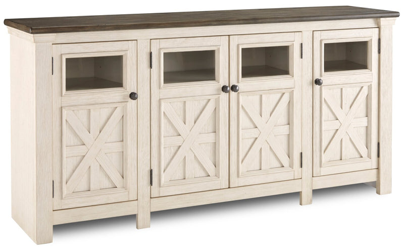 Bolanburg 75\" Rustic TV Stand with Storage and Cable Management for TVs up to 85\"- Antique White 