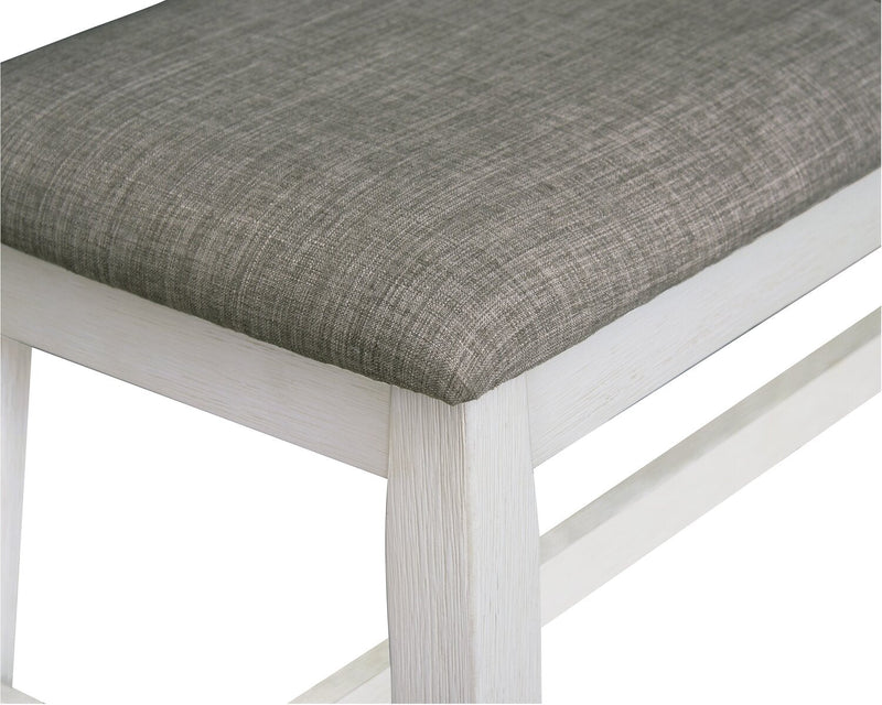Echo Dining Bench with Linen-Look Fabric, Wood, 47.24\"W - White/Grey 