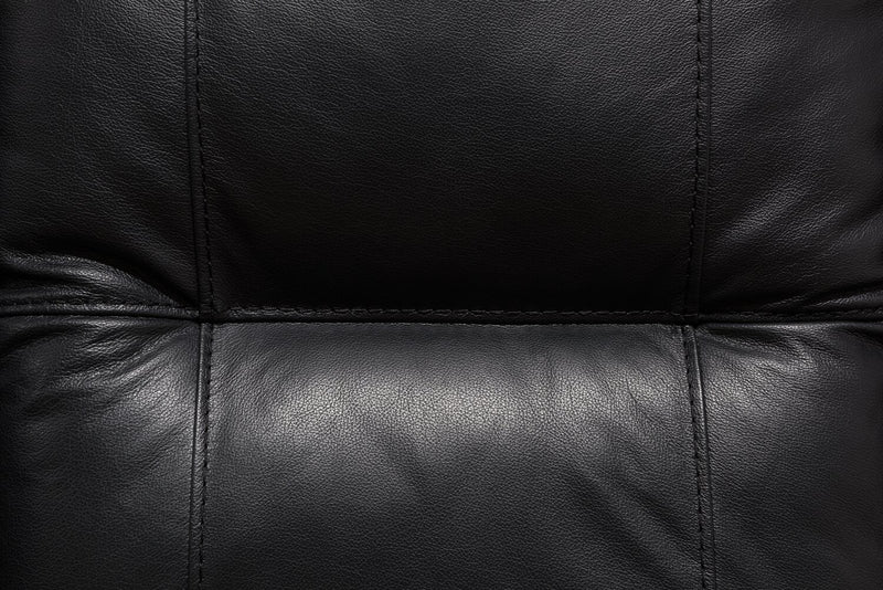 Canadian Made Dawson 40\" Genuine Leather Power Reclining Chair with USB Port - Black