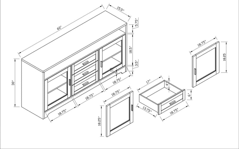 Melody 60\" TV Stand with Storage and Cable Management for TVs up to 65\"- Brown