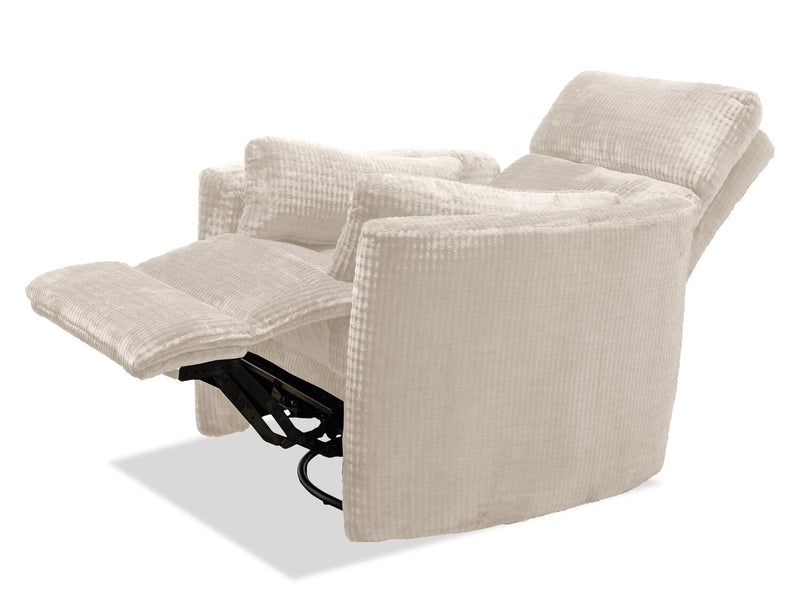 Remi 38\" Fabric Swivel Glider Power Reclining Chair with USB ports – White 