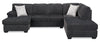 Made in Canada Morgan 2-Piece Right-Facing Chenille Fabric Wrap Sectional with Accent Pillows - Grey