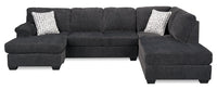 Made in Canada Morgan 2-Piece Right-Facing Chenille Fabric Wrap Sectional with Accent Pillows - Grey