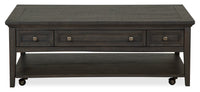 Hanson 50” Traditional Pine Coffee Table with Storage and Casters - Graphite 