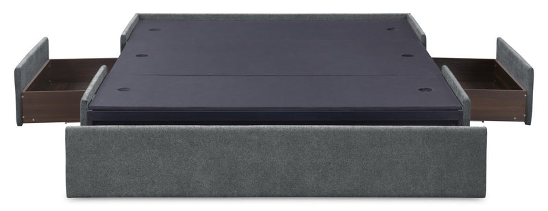 Amos Charcoal Upholstered Storage Bed with Tufted Headboard - Queen