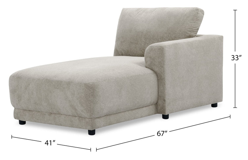 Voyage Modular Fabric Right-Facing Chaise with Removable Back Cushions – Beige