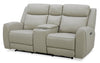 Reign 78\" Deltona Moonshine Taupe Top-Grain Genuine Leather Power Reclining Loveseat with Console 