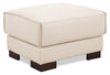 Citadel 28\" Top-Grain Genuine Leather Ottoman with Wood Legs - Frost White 