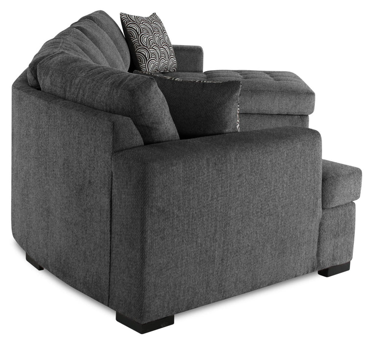 Legend 3-Piece Left-Facing Chenille Cuddler Sleeper Sectional with Chaise - Pepper 