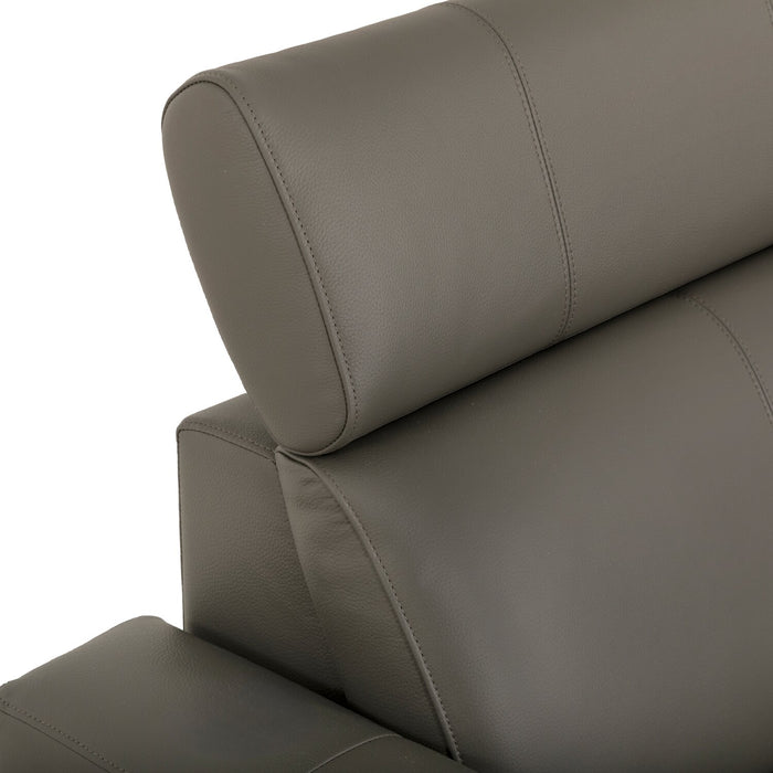 Valentino 3-Piece Right-Facing Grey Genuine Leather Power Reclining Sectional with Adjustable Headrests 