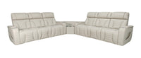Zen 3-Piece Leather-Look Fabric Power Reclining Sectional with Massage and Two Drop-Down Consoles - Apricot