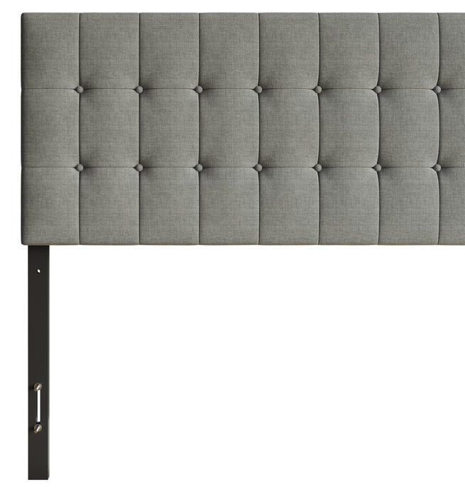 Ellis Upholstered Headboard in Grey Fabric, Button Tufted - Twin Size 