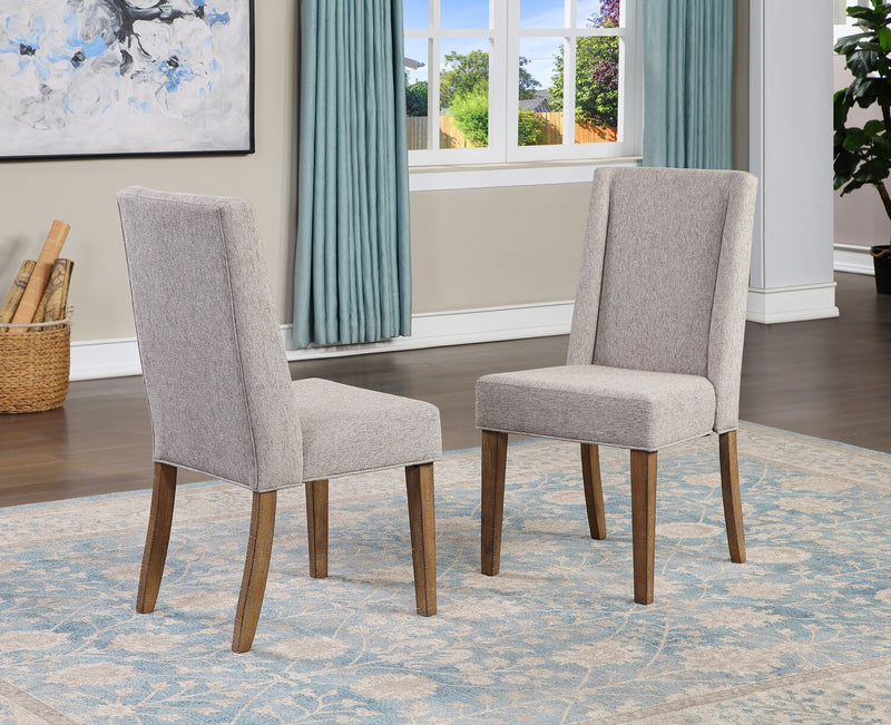 Cedar Dining Chair with Polyester Fabric, Pine Wood - Beige 