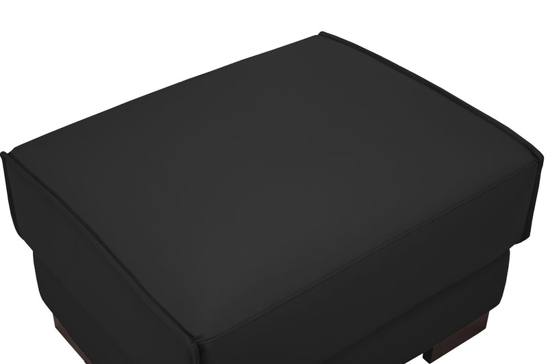 Citadel 28\" Top-Grain Genuine Leather Ottoman with Rubberwood Legs - Black