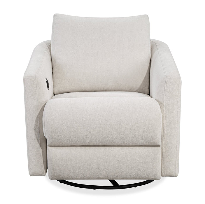 Cindy Crawford Home 33.5\" Fabric Swivel Power Reclining Chair with Power Footrest - Alabaster