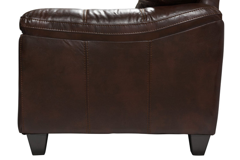 Made in Canada Addison 63\" Leather-Look Fabric Loveseat with Removable Seat Cushions and Tufting - Brown 