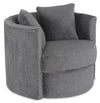 Made in Canada Petite 36\" Chenille Fabric Swivel Cuddler Accent Chair - Teddy Nightfall Grey 