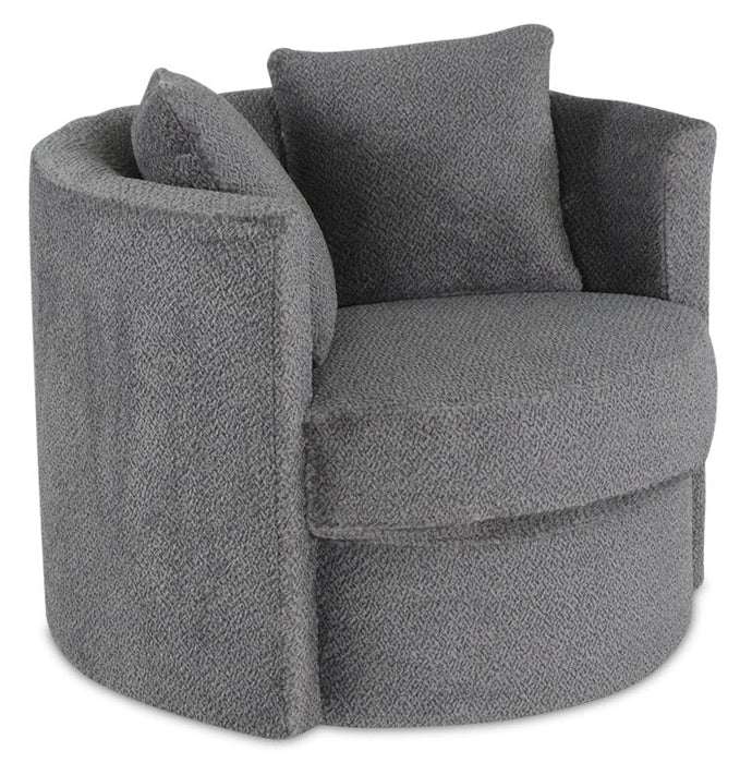 Made in Canada Petite 36\" Chenille Fabric Swivel Cuddler Accent Chair - Teddy Nightfall Grey 