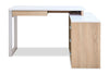 Owen 55\" Reversible Corner Office Desk with 4-Drawers & Cubbies – Faux White Marble and Weathered White