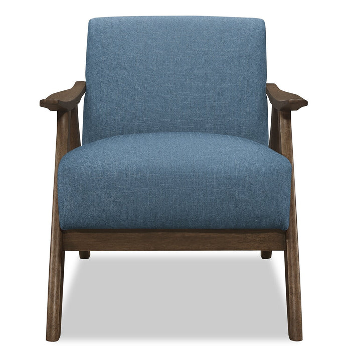 Kyra 28.5\" Linen-Look Fabric Accent Chair with Curved Arms and Wood Frame - Blue 