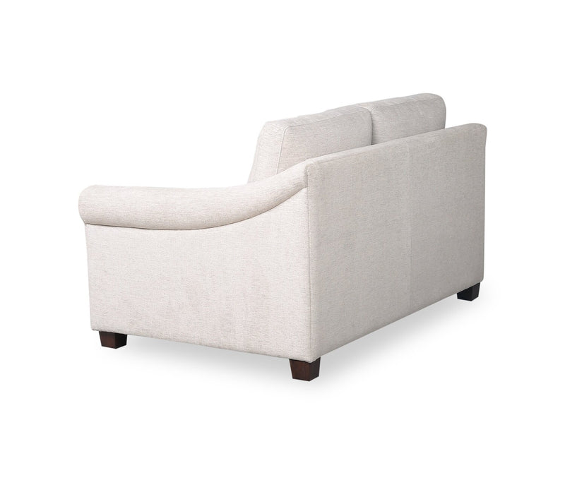 Mallie 60\" Shell White Chenille Fabric Loveseat with Rolled Arms and Wood Legs 