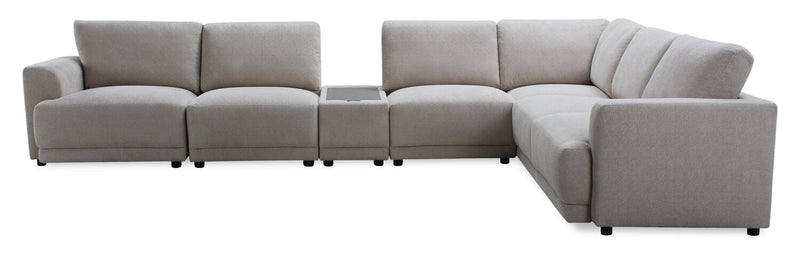 Voyage Modular 7-Piece Fabric Sectional with Console and Removable Back Cushions – Beige