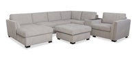 Vault 6-Piece Left-Facing Sectional with Sofa Bed Loveseat, Two Storage Chairs and Storage Chaise - Grey 