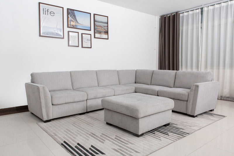 Vault 5-Piece Sectional with Pull-Out Loveseat and Storage Chairs - Grey