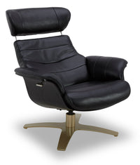Halo Top-Grain Genuine Leather Swivel Reclining Chair with Footrest  