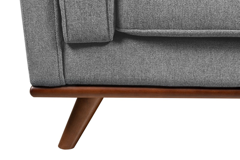 Kort & Co. Kassia 90.6\" Linen-Look Fabric Sofa with Wood Base and Legs - Grey 