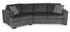 Made in Canada Legend 2-Piece Left-Facing Chenille Fabric Cuddler Sleeper Sectional - Pepper Grey