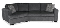Made in Canada Legend 2-Piece Left-Facing Chenille Fabric Cuddler Sleeper Sectional - Pepper Grey 