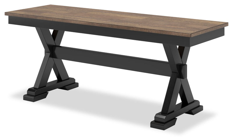 Raven 6pc Dining Package with 60-78\"W Extension Table, Bench & 4 Chairs - Two-Tone Black & Brown
